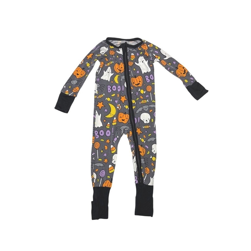 Little Sleepies Bamboo Gray Halloween Treats Zippy Romper 6-12 Months Whimsigoth